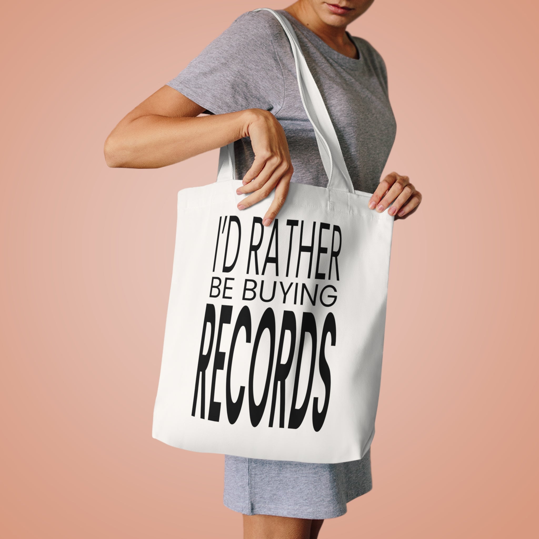 I'd Rather Be Buying Records Cotton Tote Bag — Vinyl Lover Grocery/Record Carryall